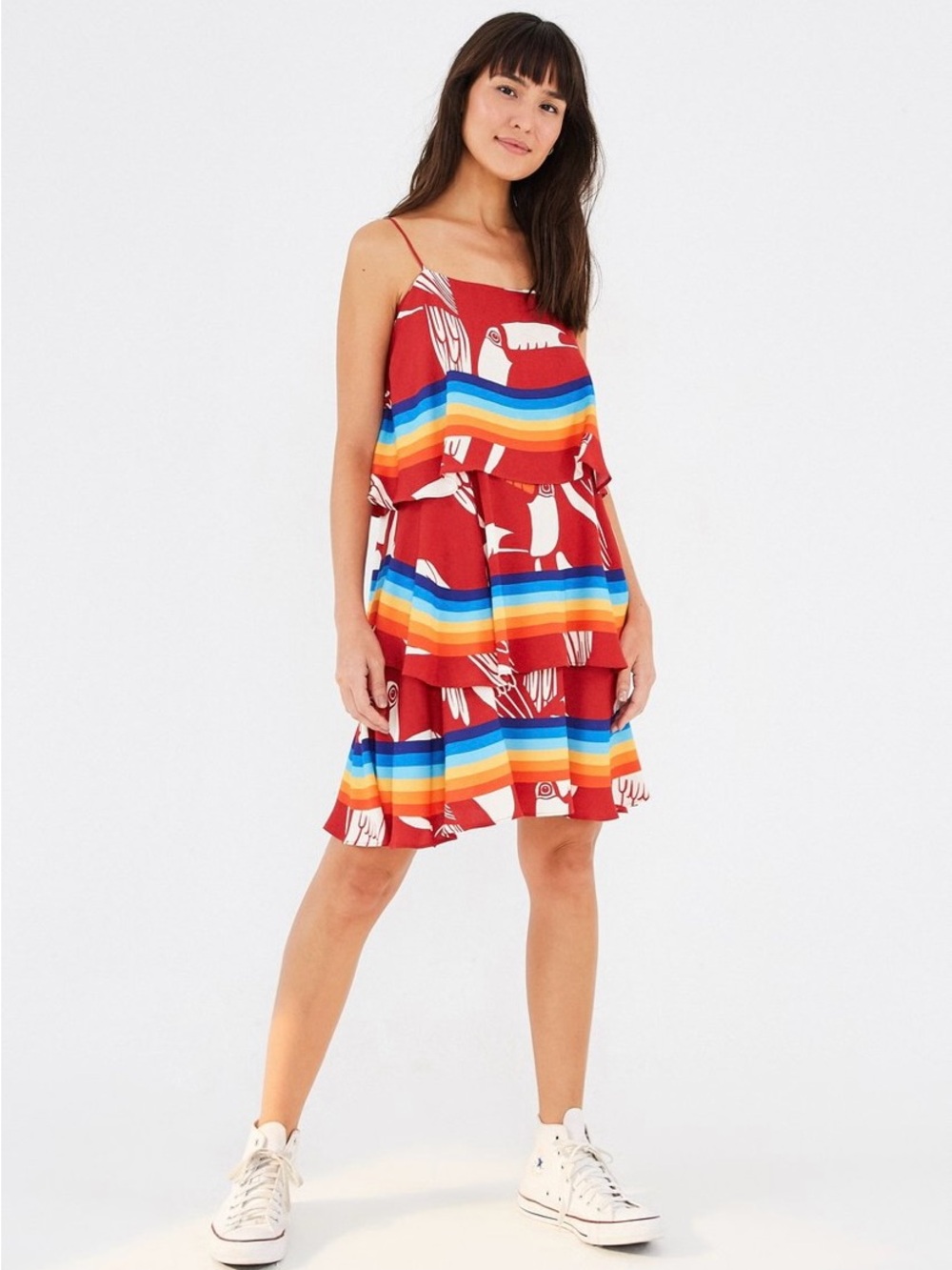 NWT FARM Rio Toucan Tiered Mini Dress